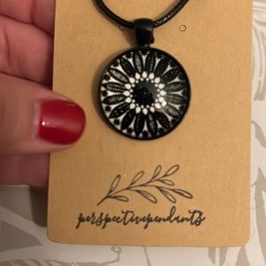 🖤🤍 Handmade Black & White Cabochon Pendant Necklace 🤍🖤